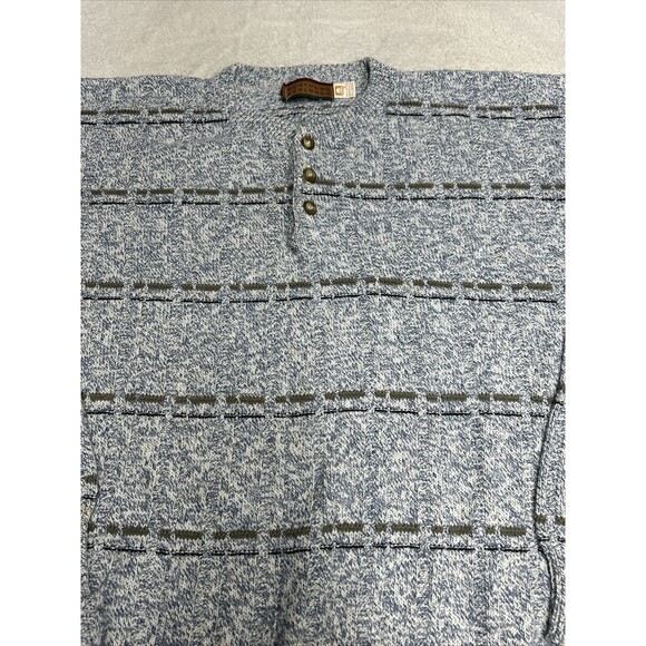 Vintage Northern Explorers Textured Knit Blue Henley Sweater Men's Size XL - Picture 2 of 9